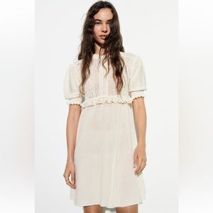Zara Mixed Pointelle Lace Dress NWT size M